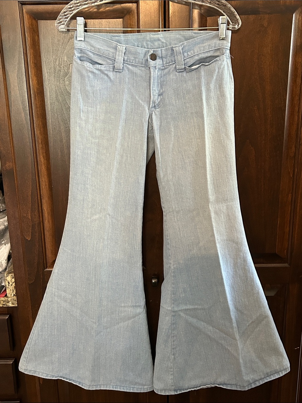 1970’s HIS for HER 28” x 30” Light Wash Elephant Bell Hip Hugger - Grail
